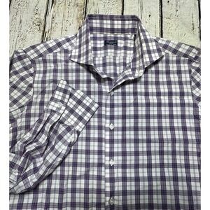 Finamore 1925 Napoli Shirt Mens 17.5 44 Purple Cucita a Mano Made in Italy